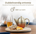 Theepot RVS dubbelwandig goud 1.2 L