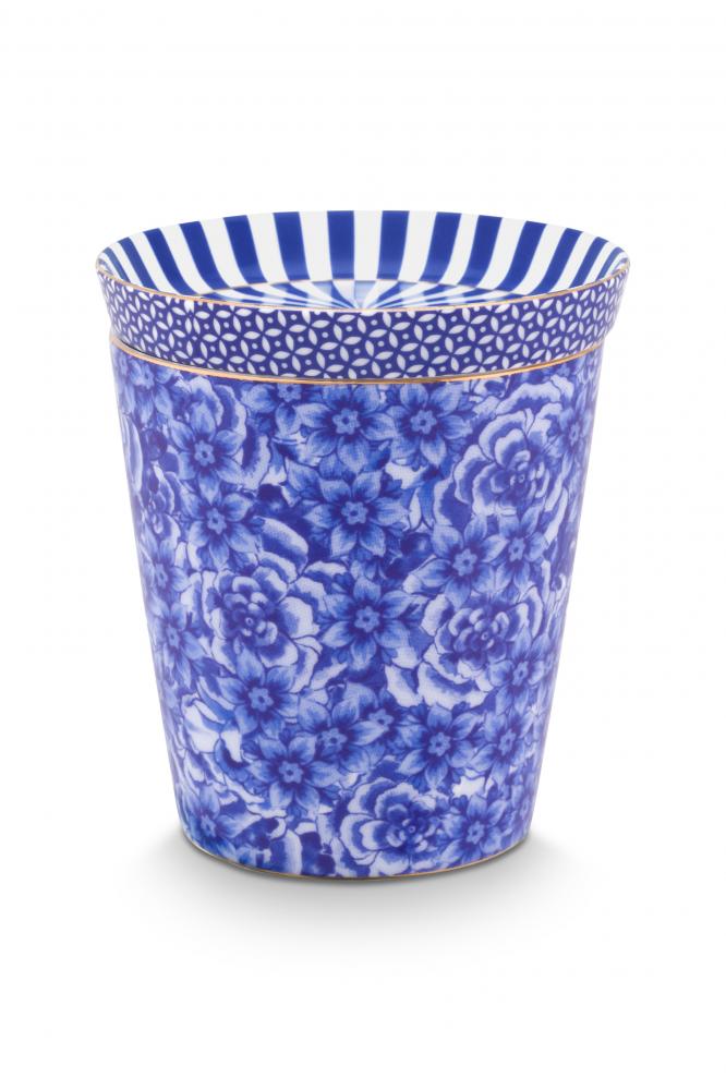 [51.002.429] Mug Small without Ear Royal Flower & Tea Tip Blue