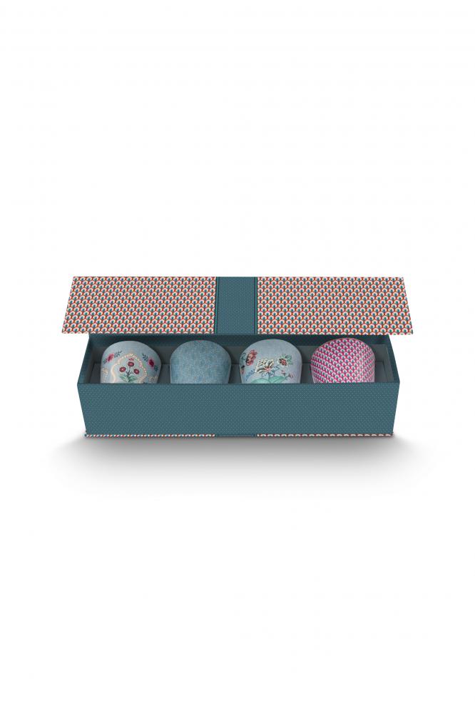 [51.002.420] Giftset Mugs without Ear Oriental Flower Festival Blue 230ml