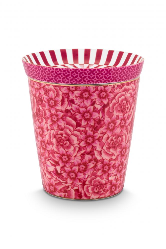 Mug Small without Ear Royal Flower & Tea Tip Dark Pink