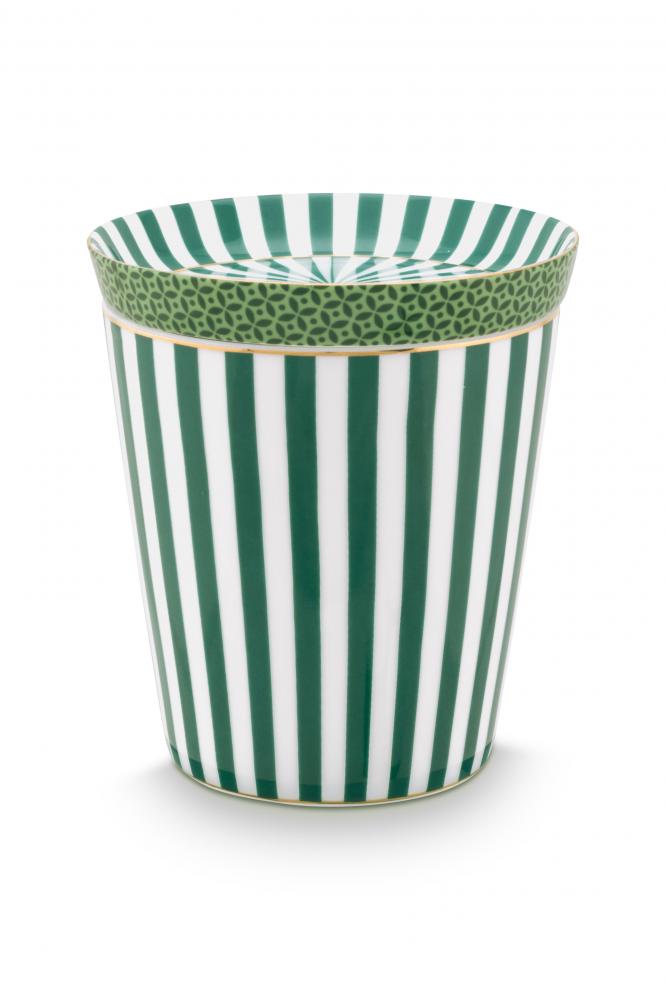 [51.002.430] Mug Small without Ear Royal Stripes & Tea Tip Green