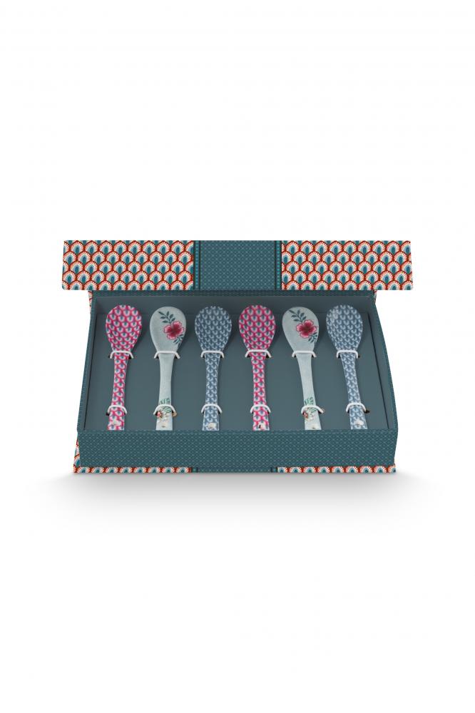 [51.020.193] Giftset Teaspoons Oriental Flower Festival Blue 13cm