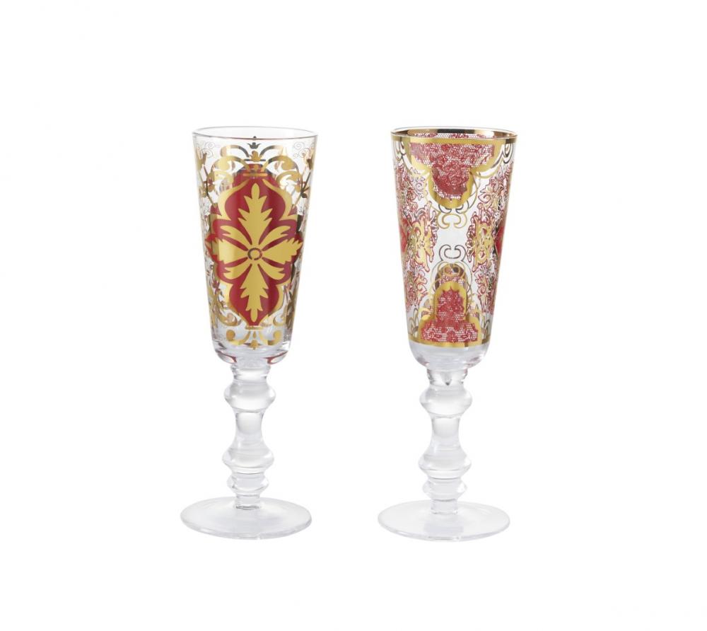 Flute Livellara DAMASCO Red, 200ml, 2-pack, giftbox