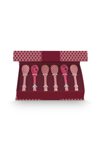 [51.020.194] Giftset Teaspoons Oriental Flower Festival Dark Pink 13cm