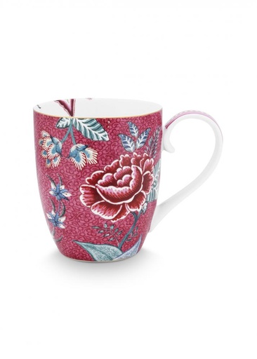 [51.002.324] Mug Large Flower Festival Scallop Deco Dark Pink 350ml